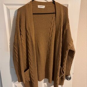 Carly Jean Los Angeles Brown Cable Knit Cardigan